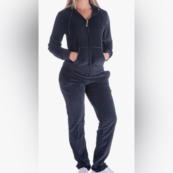 EURO JOY SPORTS EVERY DAY FLEECE HOODIE JOGGERS SET WOMEN BLACK COLOR SIZE LARGE - Picture 2 of 13